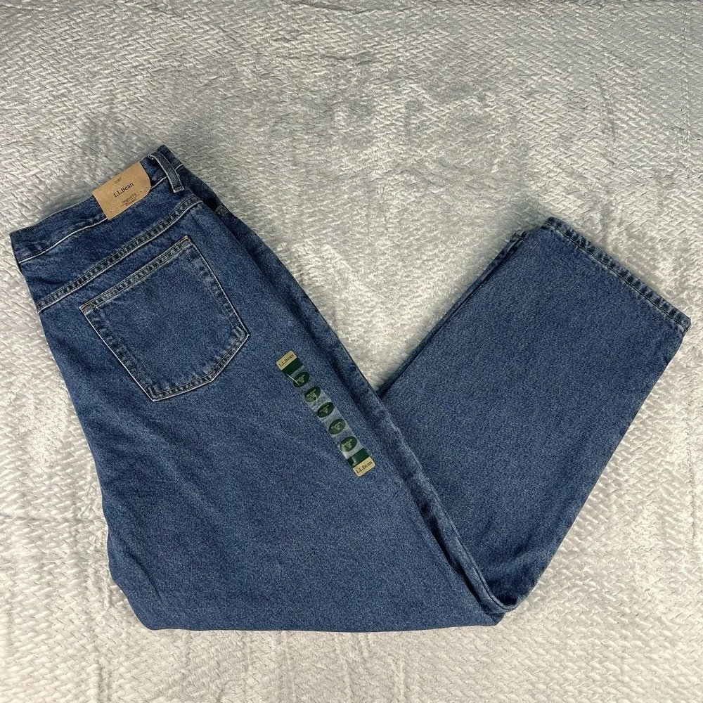 L.L.Bean Flannel Lined Jeans Women 20 MT Relaxed Winter Blue NWT